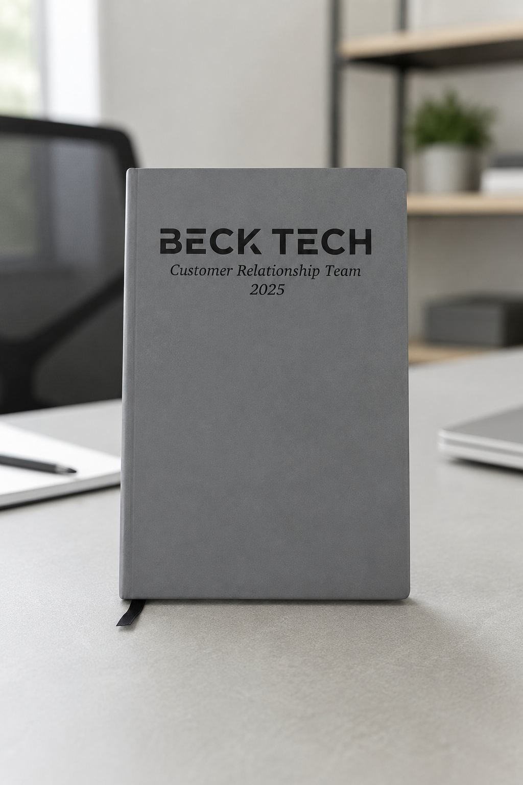 Leather notebook cover with custom engraved logo
